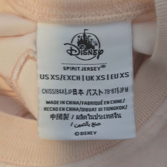 Disney Parks Peach Floral Sleeve Velour Embroidered Disneyland Spirit Jersey XS - Picture 9 of 10